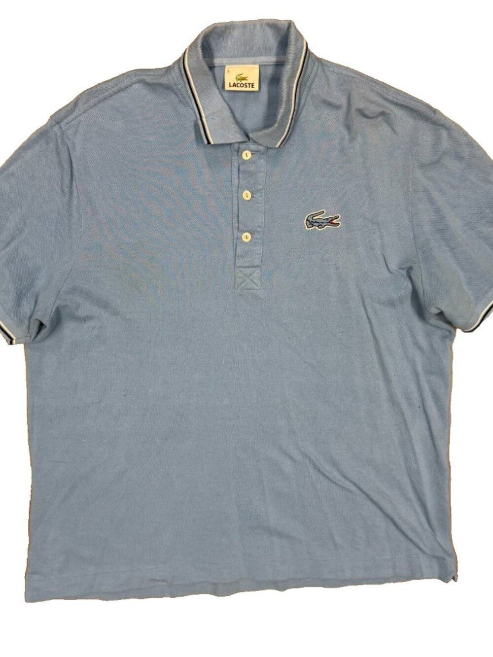 Lacoste Polo Shirt Pique Cotton Short Sleeve Blue Large
